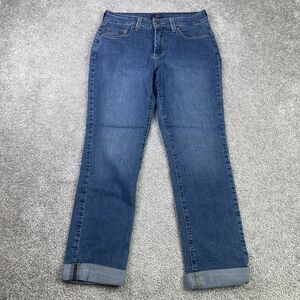 NYDJ Capri Jeans Women’s 4 Petite Blue Boyfriend Mid-Rise Cuffed Lift Tuck USA